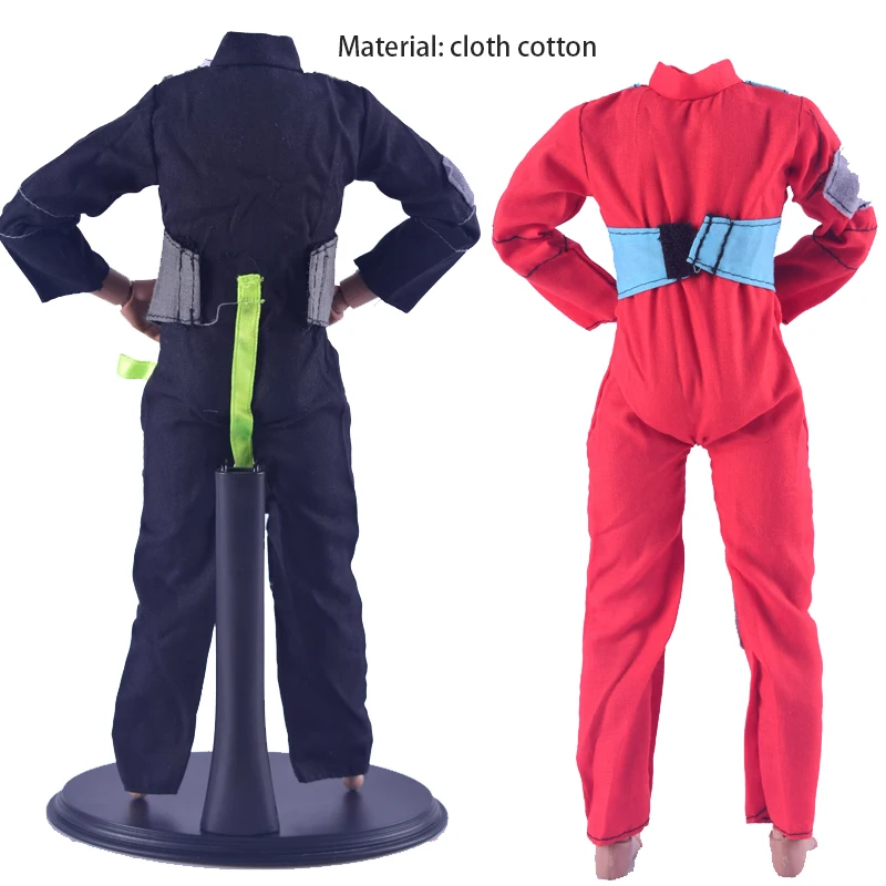 1/6 Scale Action Figure Accessory Male Clothes BK/Red Pilot Coverall Suit Pilot Uniform Jumpsuit Coat For 12Inch Body 1/6 Figure