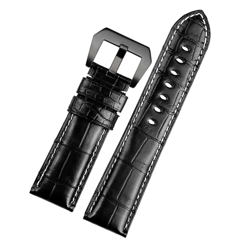 High-end Watch Accessories Watchband crocodile Leather Watch Strap 22mm 24mm Black brown blue man Watch Band For Panerai 111 441