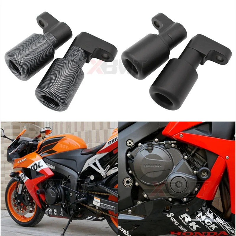 

Motorcycle Black/Carbon No Cut Frame Sliders Crash Falling Protection For Honda CBR600RR CBR 600RR 600RR 2007-2008