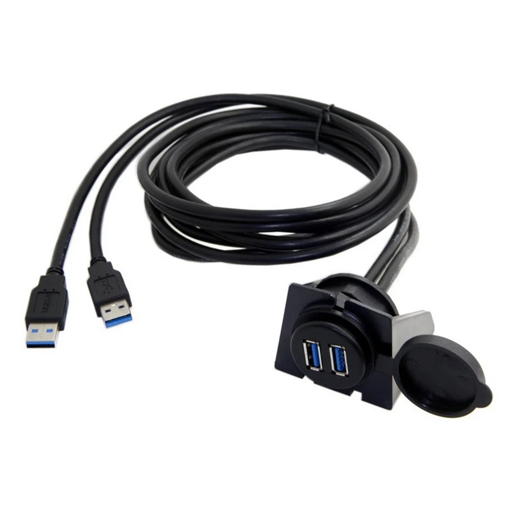 

2 порта Dual USB 3,0 Stecker auf USB 3,0 bliche AUX Flush Mount Auto Halterung Verlängerung