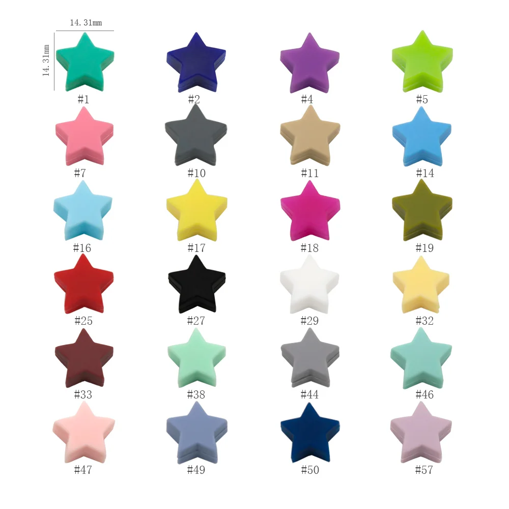 Cute-idea 10pcs Little Star Silicone Beads BPA Free Baby Chewable Teether DIY Pacifier Chain Toys Accessories Infants Products