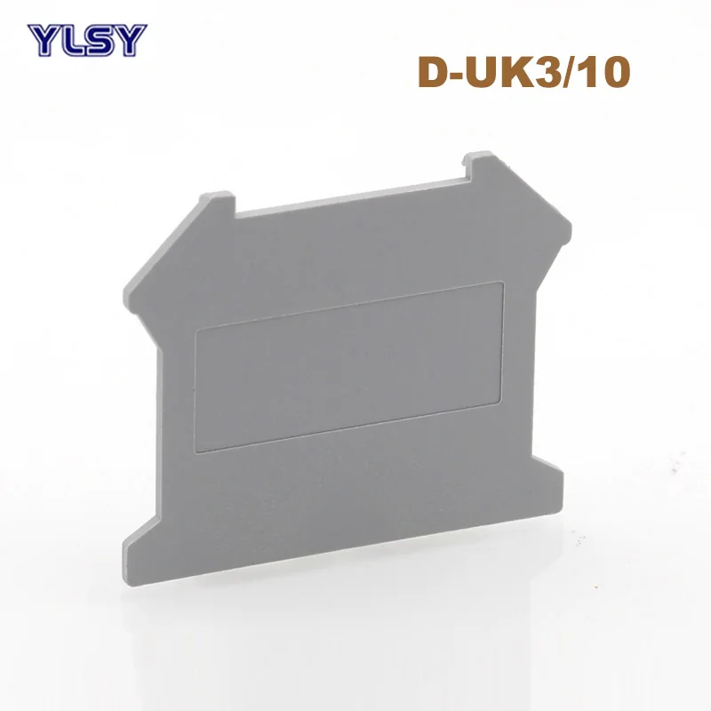 

20Pcs D-UK3/10 Terminals End Plate Din Rail Screw Type Terminal Block UK-3/5/6/10N Fitting Baffle Spacer Cover Separator Cap