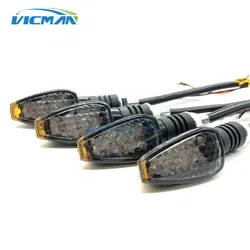 4Pcs Motorcycle Universal LED Turn Signals Short Turn Signal Lights Indicator Blinkers Flashers Amber Color Accessories