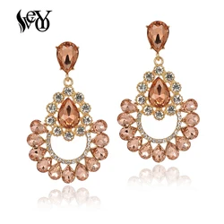 VEYO Luxury Hollow Crystal Drop Earrings Classic Rhinestone Dangle Earrings for Women Fashion Jewelry New