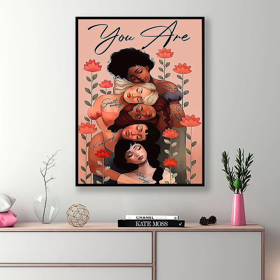 God Says You Are Black Women Inspirational Quotes Art Prints Strong Black Women Poster Wall Pictures Canvas Painting Decoration