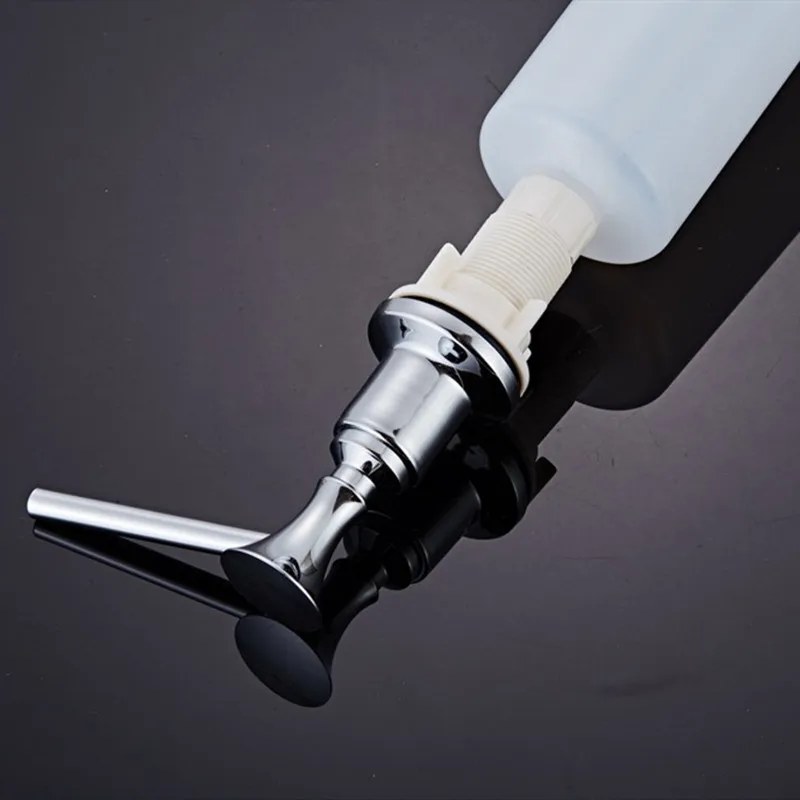 Kitchen Sink Silver Soap Dispenser Built-in Design 400 ML/500 ML Liquid Soap Bottle with Copper Head Hand Press Dispenser Bottle