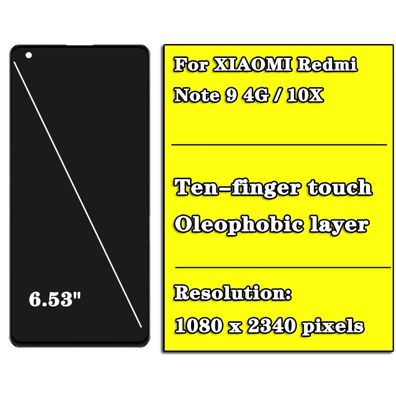 OEM For Xiaomi Redmi Note 9 Lcd Display Touch Screen Digitizer Assembly Replacement With Frame For Redmi 10X 4G M2003J15SC