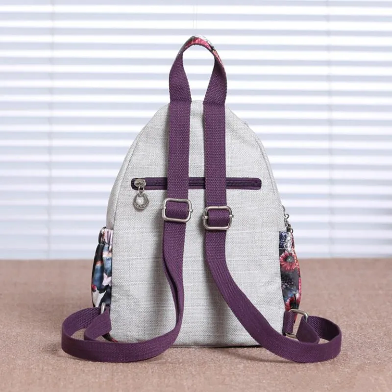 Ethnic Retro Cotton Linen Women Backpack Female Applique All Purpose Rucksacks Lightweight Travel Bags for Girls Schoolbag