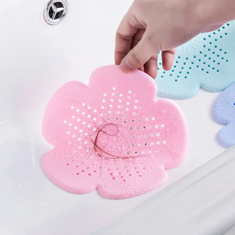 Flower Silicone Kitchen Sink Strainer Shower Drain Hair Trap Hair Catcher Bath Tub Protector Drain Cover for Floor Laundry