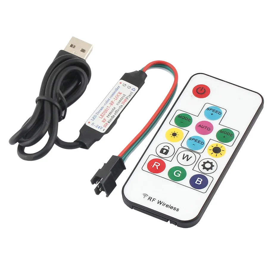 USB WS2812 WS2812B کنٹرولر ریموٹ RF وائرلیس کنٹرولر کے ساتھ 2812 3Pin USB 5V WS2812 WS2812B LED স্ট্রিপ ড্রাইভারের জন্য