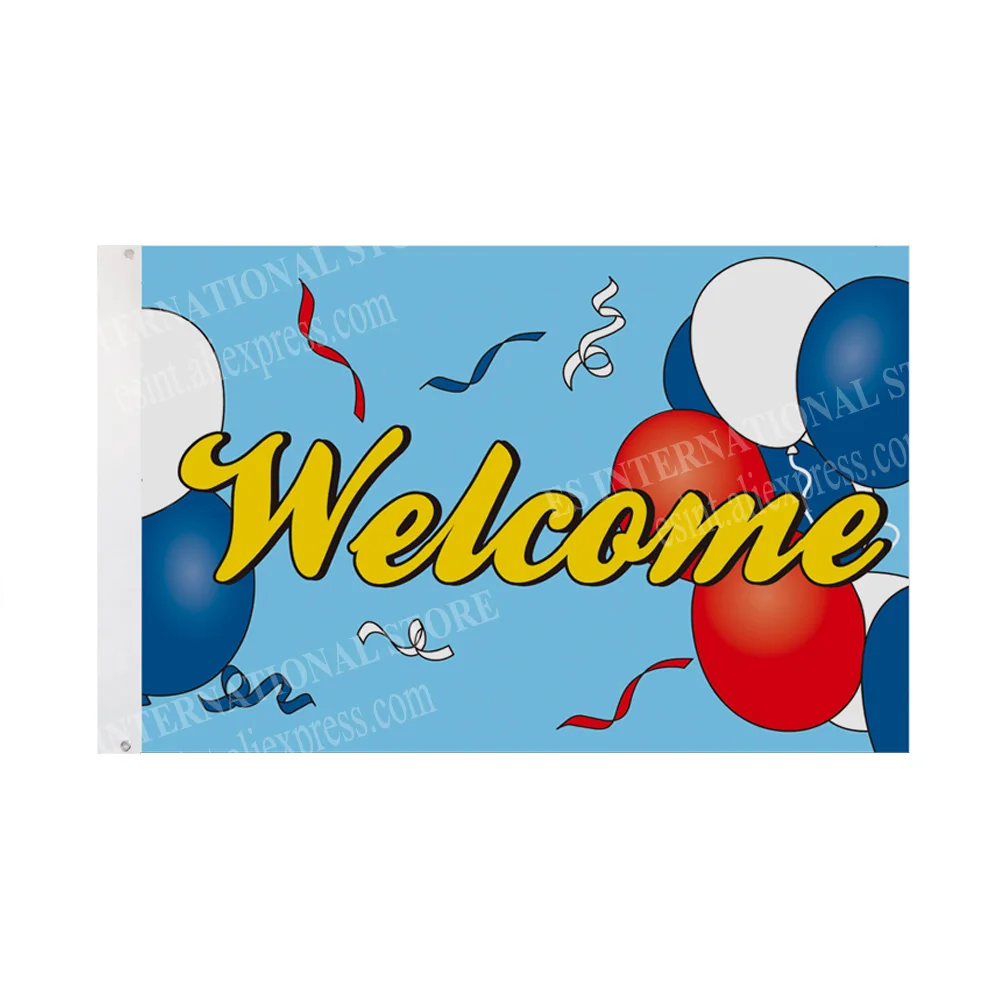 Welcome Flag 90 x 150cm 3 x 5ft Custom Banner Metal Holes Grommets Indoor And Outdoor