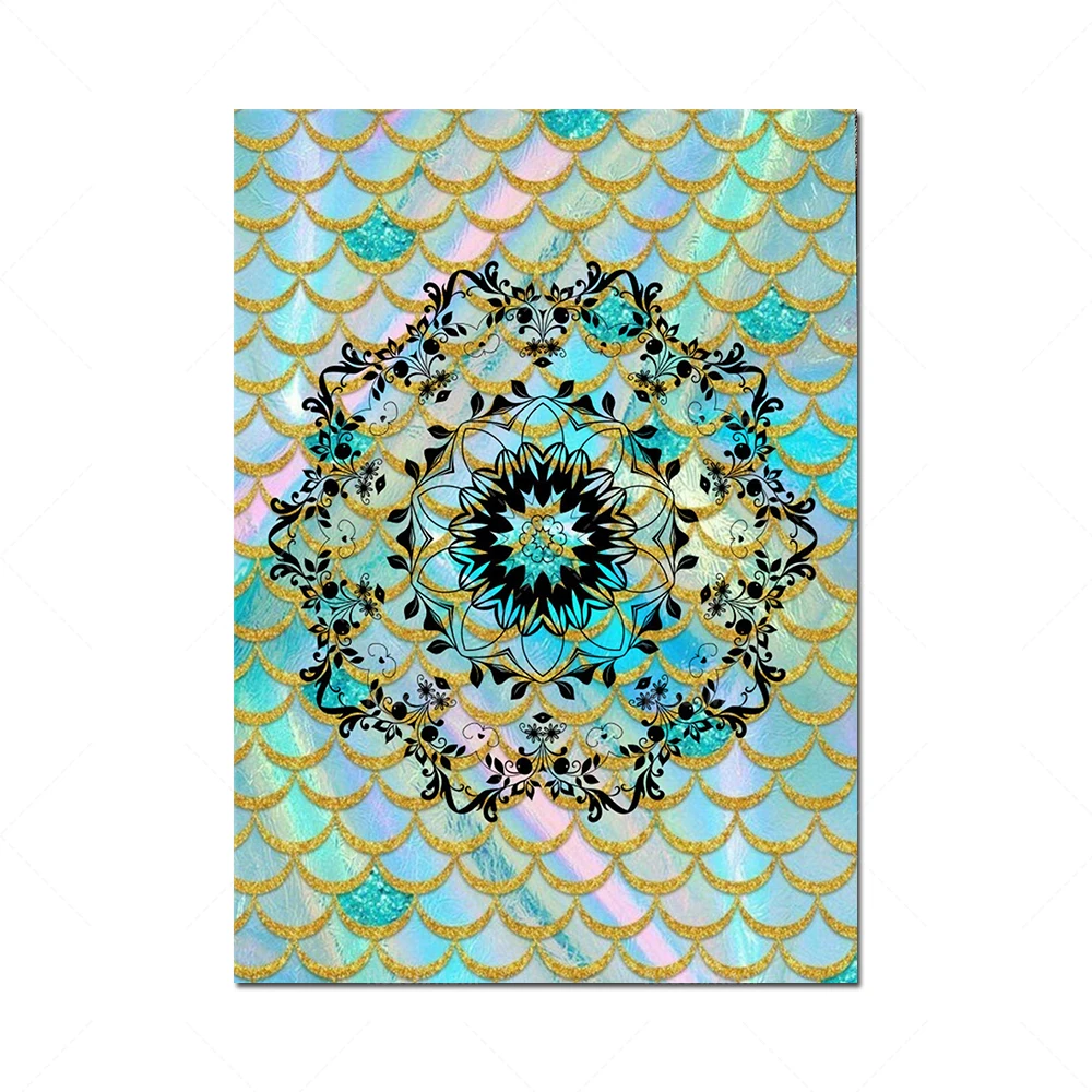 Mandala canvas wall art-color canvas art, decorative wall art, mandala wall print, complex decoration, mandala decoration