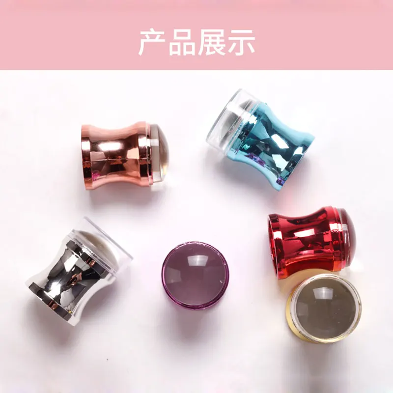 1Pc Clear Silicone Head Nail Stamp Stamping Manicure Tool With Scraper Print Patterns 6 Colors Transparent Nail Stamper