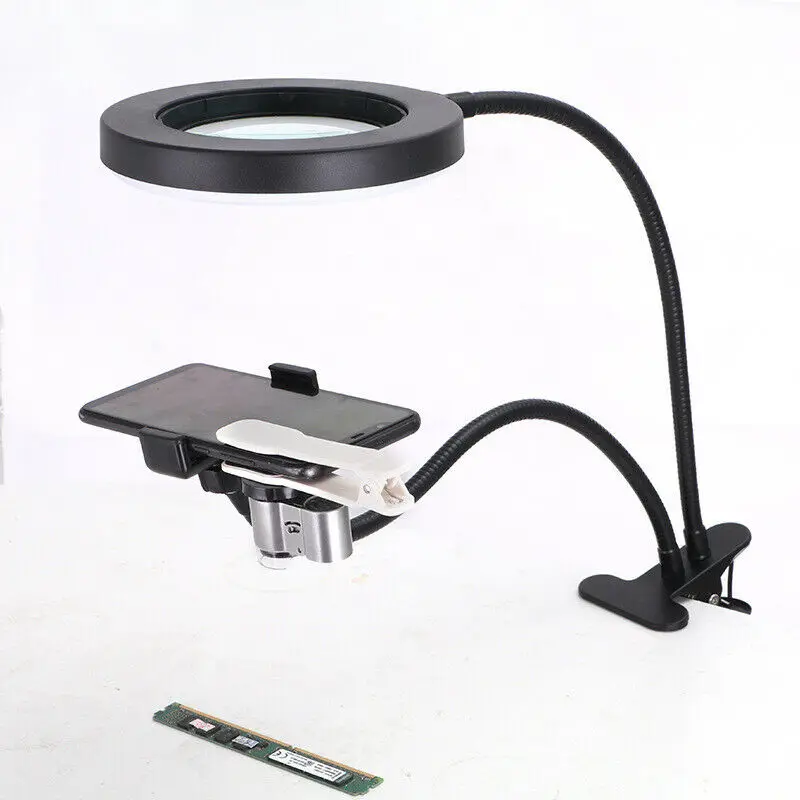 72 LED Lamp Beads Multi-function Welding Desktop Magnifier for Carving Read Repair 360 Free Adjustment