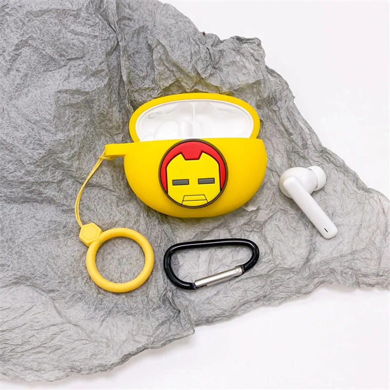 Hoạt Hình Marvel Ốp Tai Nghe Chụp Tai Cover Dành Cho Huawei Freebuds 4i Bảo Vệ Tai Nghe Vỏ Phụ Kiện Cho Freebuds 4i Có Móc Treo