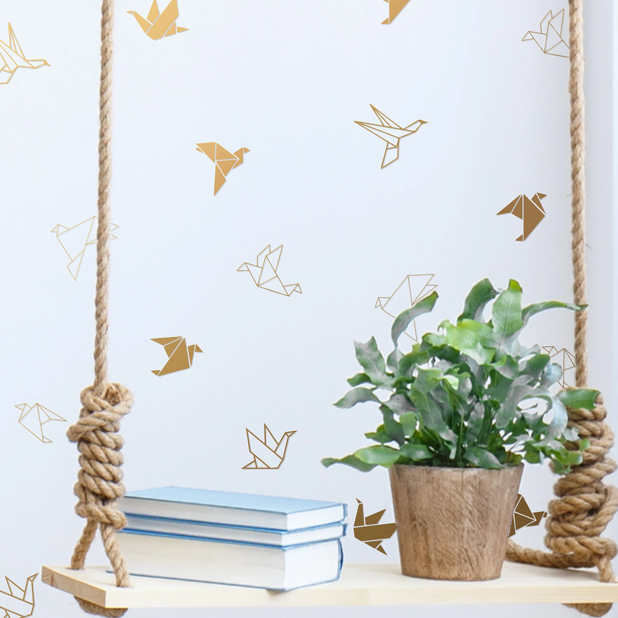 Geometric Origami Birds Wall Sticker Baby Nursery Office Origami Geometric Bird Animal Wall Decal Bedroom Vinyl Home Decor