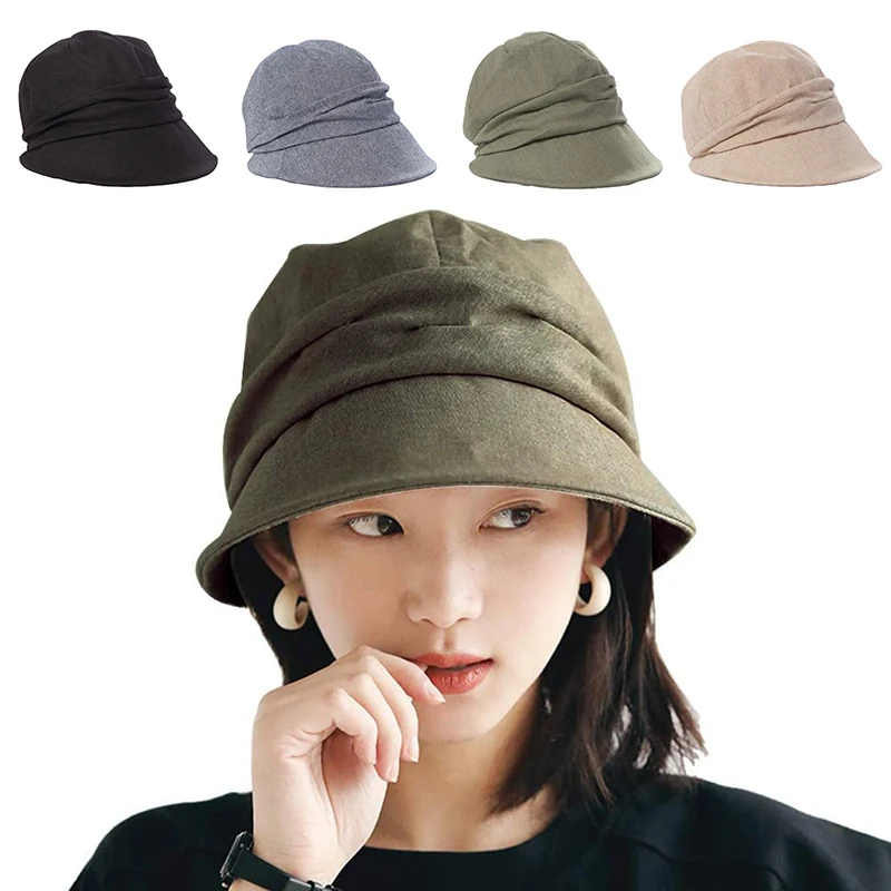 Summer Cotton Linen Women Beret Foldable Breathable Anti-UV Caps Female Casual Sun Hats Octagonal Sun Visor Painter Hat