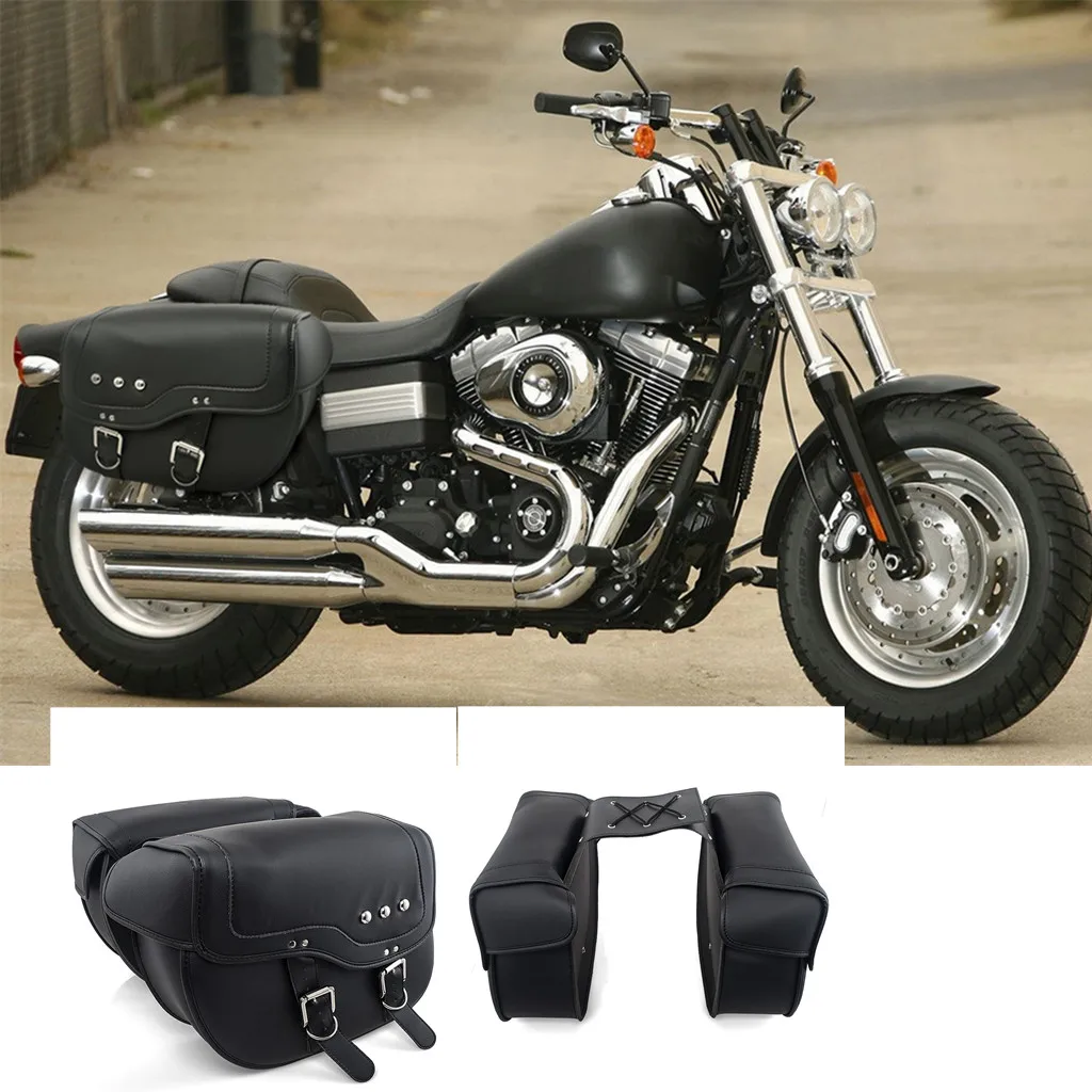 

2Pcs Motorcycle Waterproof PU Leather Saddle Bag Large Size Side Luggage Tool Bags For Harley Prince Cruise Motorbike