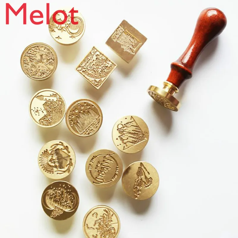 European Tree Pattern Wax Seal Stamp Vintage Happy Birthday Antique Copper Seal Scrapbook Handicraft Craft Wedding Decoration