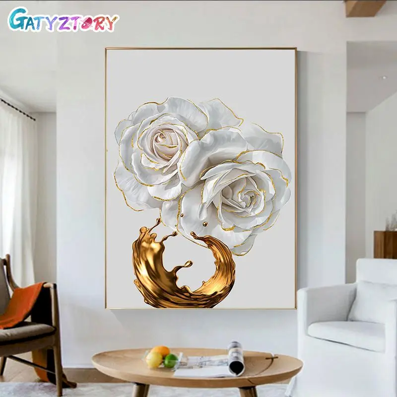 GATYZTORY 60x75cm Frame Abstract Flower DIY Painting By Numbers Acrylic Hand Painted Oil Paint By Numbers Home Decor Art