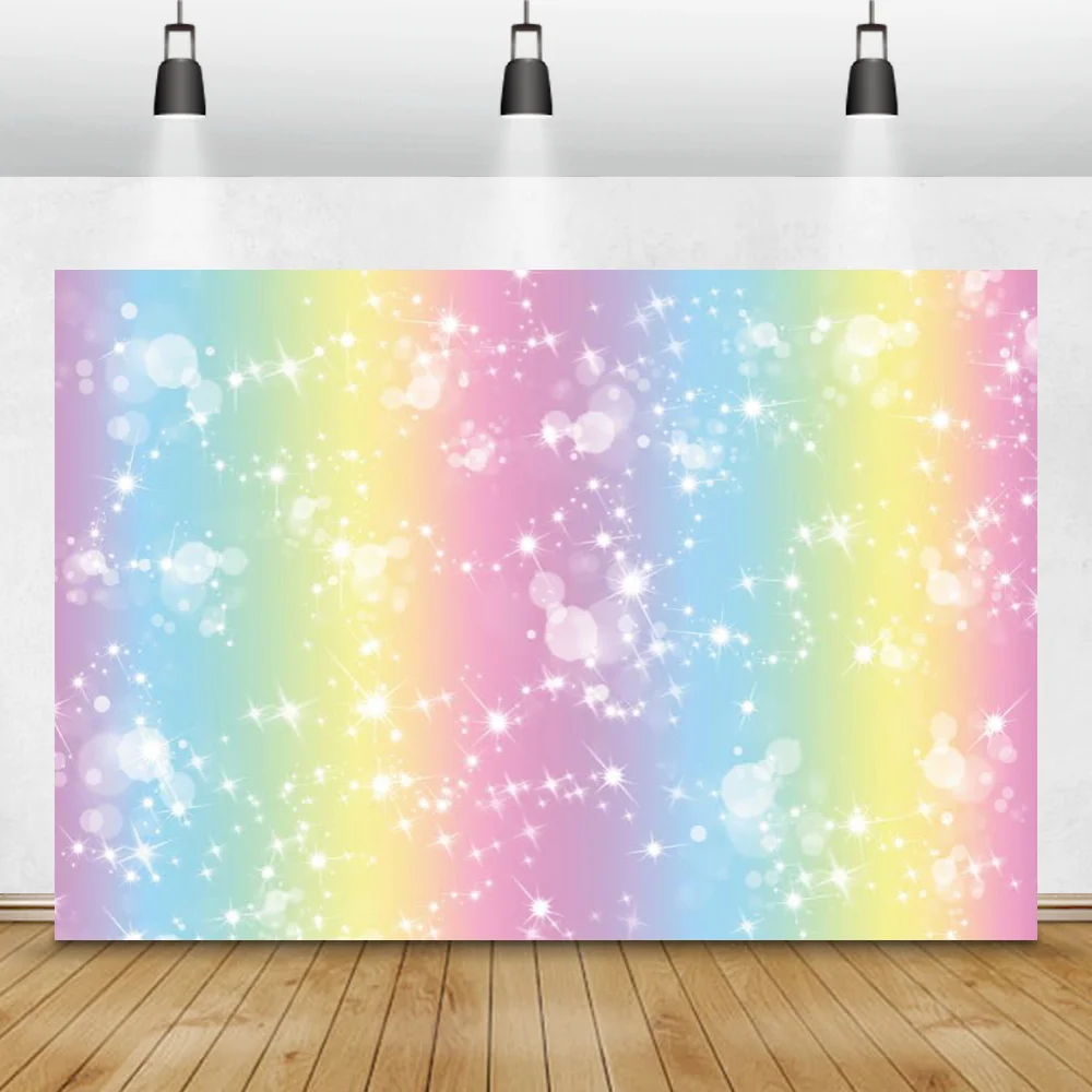 Laeacco Rainbow Colors Sky Clouds Gradient Baby Shower Photo Backdrops Photography Backgrounds Newborn Kids Photophone Photocall