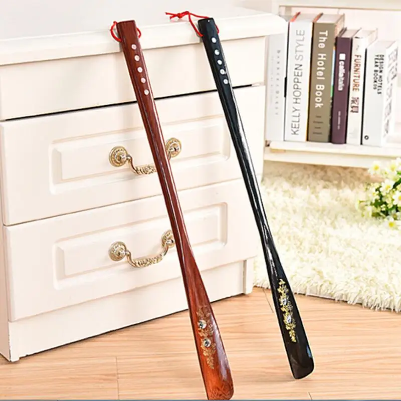 

55 cm Ultra Long Mahogany Craft Wenge Wooden Shoe Horn Professional Wooden Long Handle Shoe Horn Lifter Shoehorn