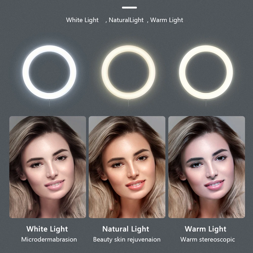 Anillo de luz LED con trípode para fotografía, lámpara de anillo redondo de 10 pulgadas, regulable, para Youtube, maquillaje, transmisión de vídeo en vivo