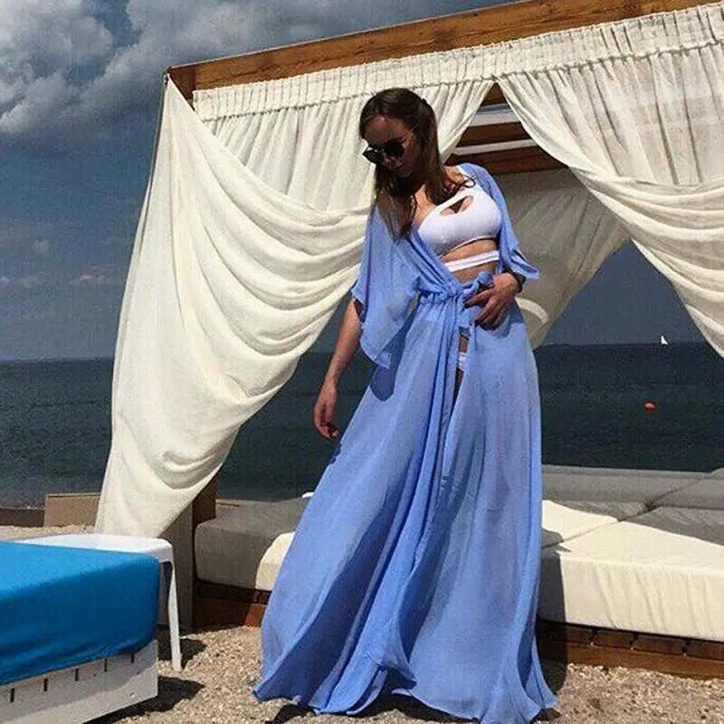 Summer Lady Bikini Cover Up Women Chiffon Dress Robe Bikini Cover-up Tunic Sarong Swimsuit Swimwear Bathing Suit Beachwear