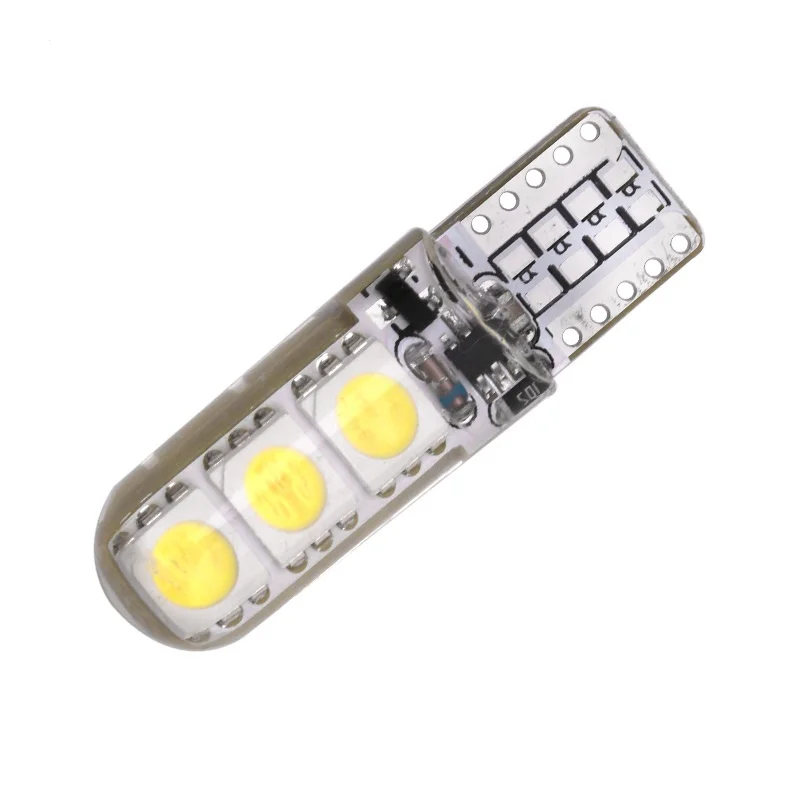 

1000X T10 Silicone LED 6 SMD 5050 60MA W5W Car Wedge Side Marker License plate Instrument Lamp White Blue Red Green Yellow 12V