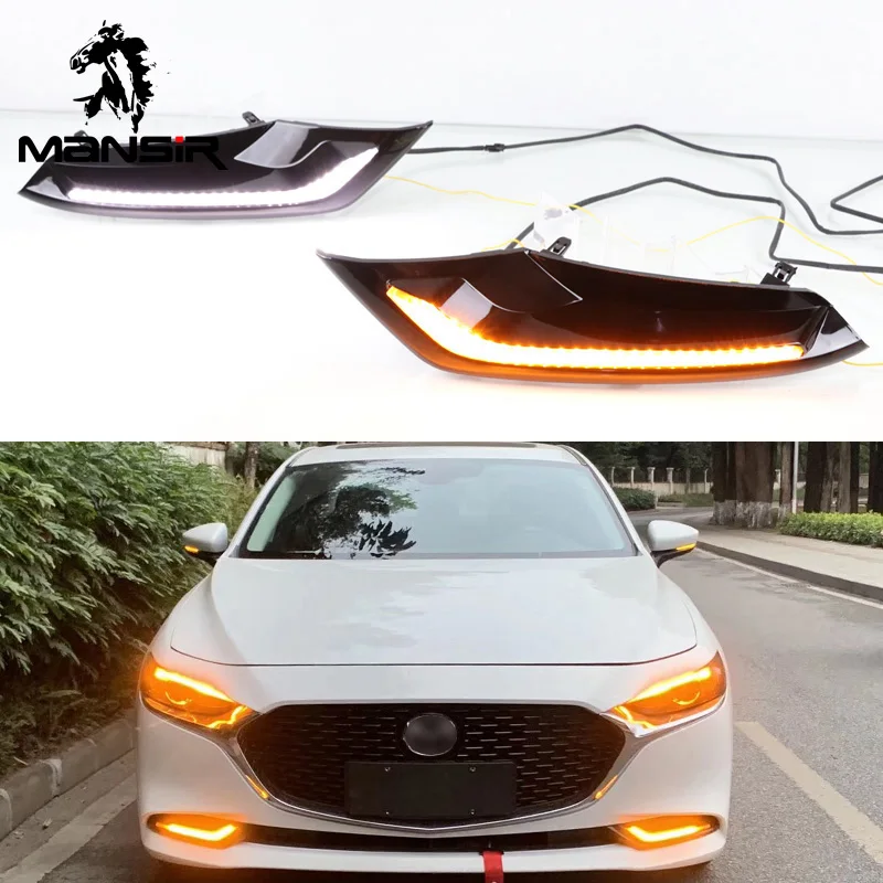 

LED DRL Daylights For Mazda 3 Axela 2019 2020 Turn Signal Car Accessory Headlight Daytime Running Light Fog Lamp