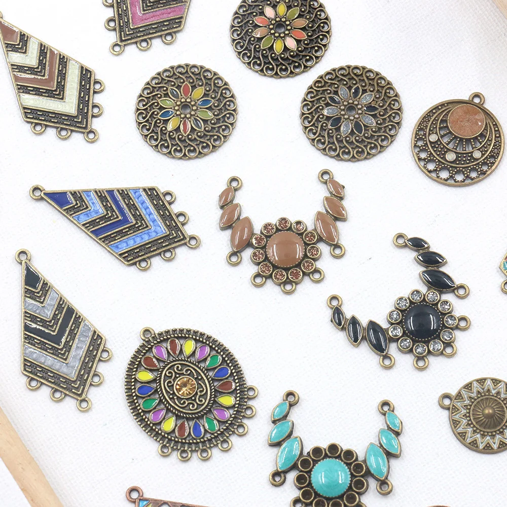 10pcs Enamel Metal Charms Earring Chandelier Connectors Drops Bails Wholesale Lot For Jewelry Making DIY Findings