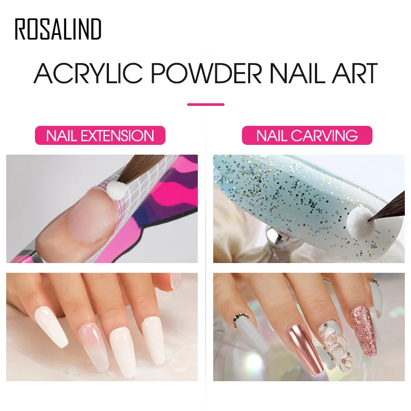 ROSALIND Acrylic Powder Nail Kit Poly Nail Extension Carving Art Design Manicure Set acrylic nail brush Builder Powder Gel