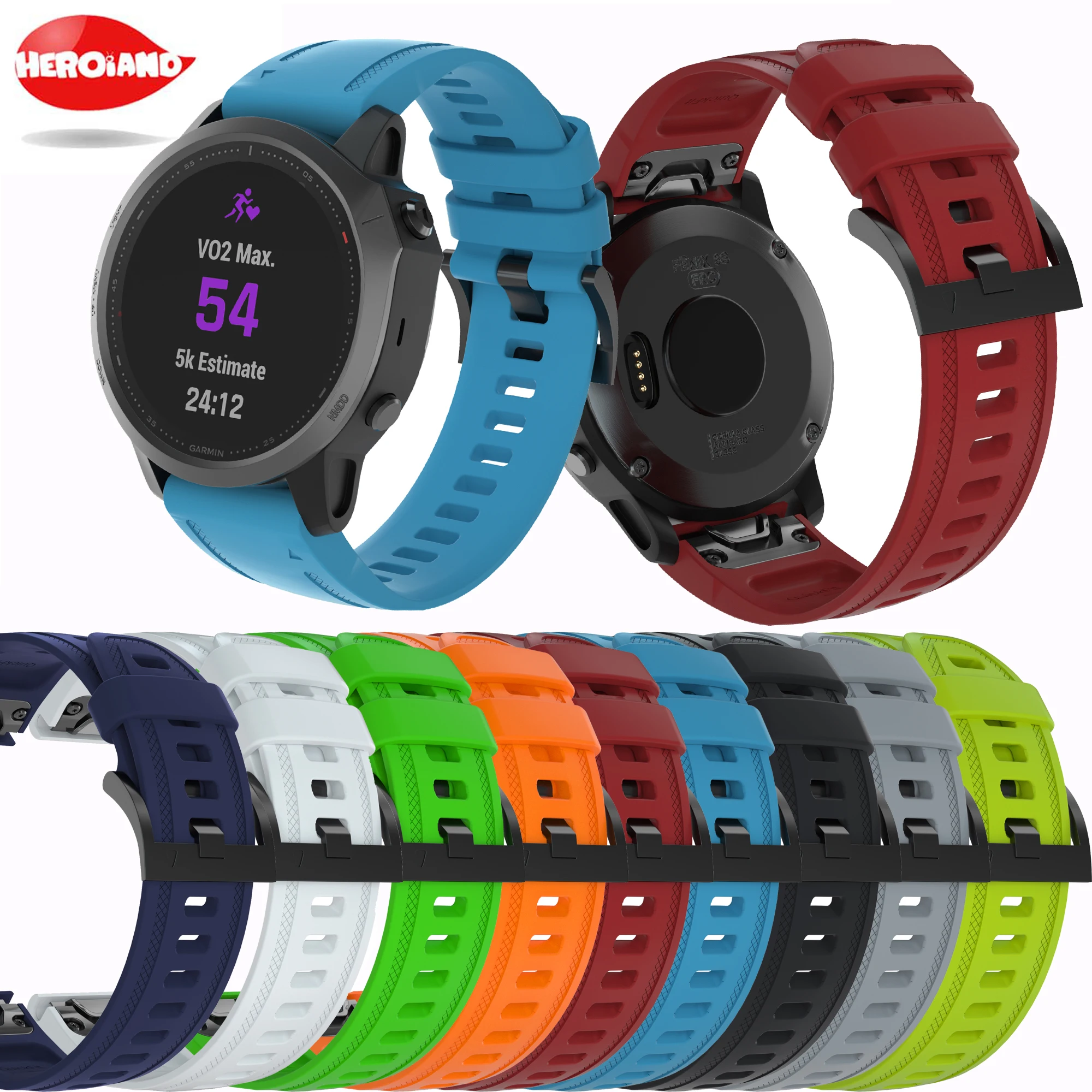 سوار سيليكون احتياطي 20 مللي متر لـ Garmin Fenix 6S ، سوار كلاسيكي سريع التحرير لـ Garmin Fenix 6S ، سوار ساعة عصري