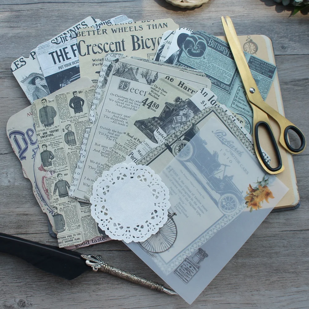 24 Pcs DIY Vintage Black Yellow Newspaper Theme Handmade Background Use Craft Paper Scrapbooking Creative Gift