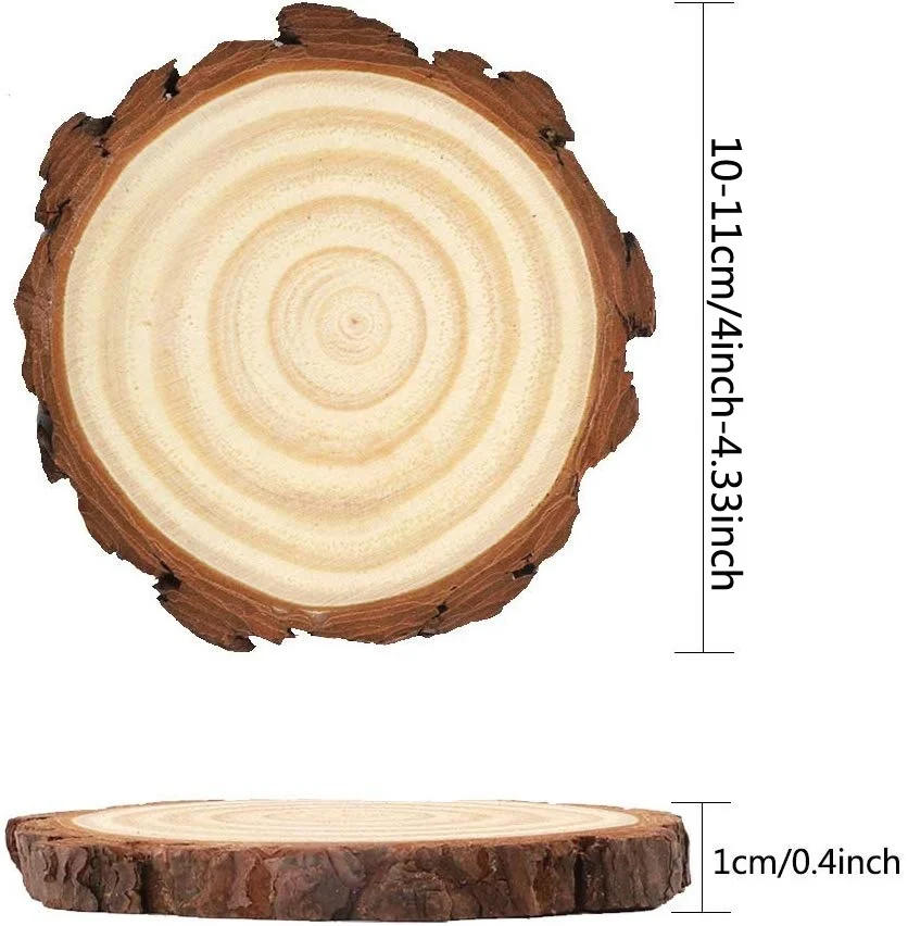 5pcs 6-11cm Natural Unfinished Pine Round Wood Slices Circles Tree Bark Log Discs for DIY Crafts Wedding Party Painting