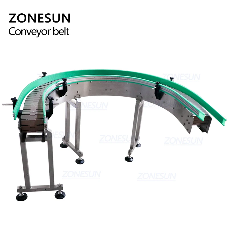 ZONESUN ZS-CBU150 il nastro trasportatore a catena su ordinazione di forma di U per la linea di produzione lavora con l'etichettatrice di riempimento di tappatura