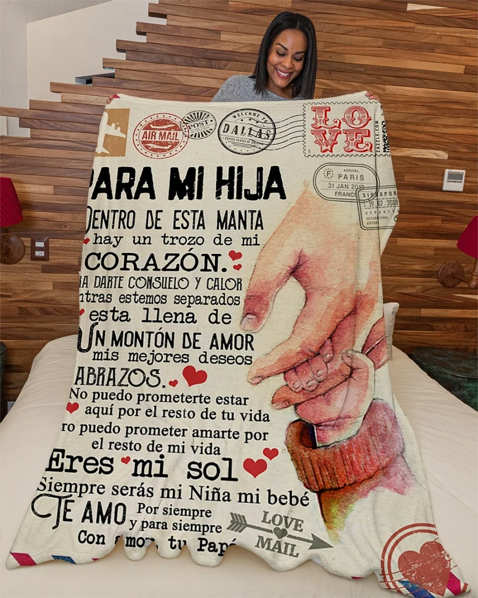 PARA MI HIJA CON AMOR TU PAPA| Comfortable high-quality fleece Sherpa woven blanket