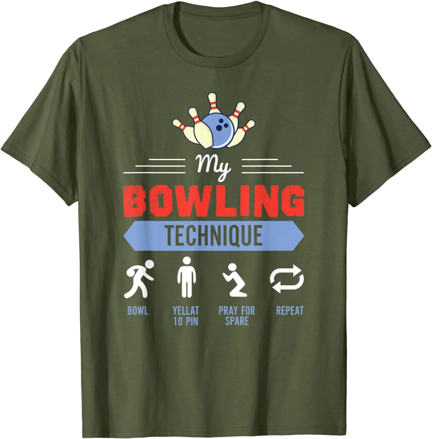 My Bowling Technique Shirt Bowling T Shirt Funny Bowler Gift T-Shirt Graphic Male T Shirt Summer Tops Shirt Cotton Casual