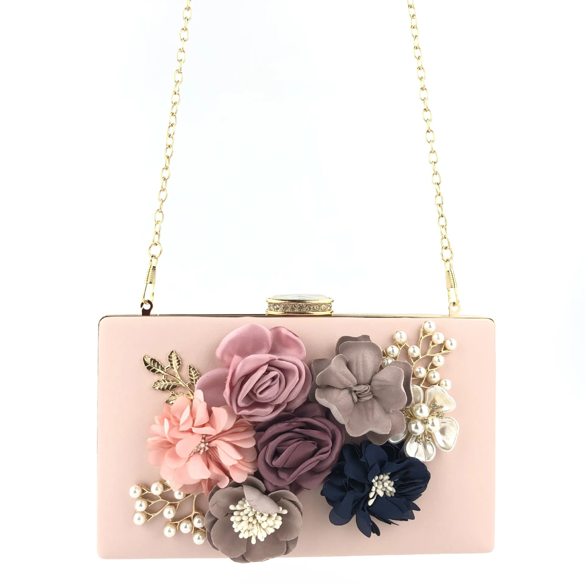 Boutique De FGG Floral Bush Women Flower Clutch Evening Purses and Handbags Wedding Bridal Party Beaded Pearl Bags