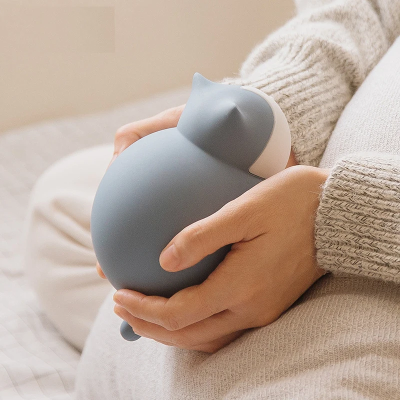 

Cute Cat Hot Water Bottle Portable Silicone Water-filling Heat Pack Belly Feet Hand Warmer for Girls Hot Water Bag Winter Warm