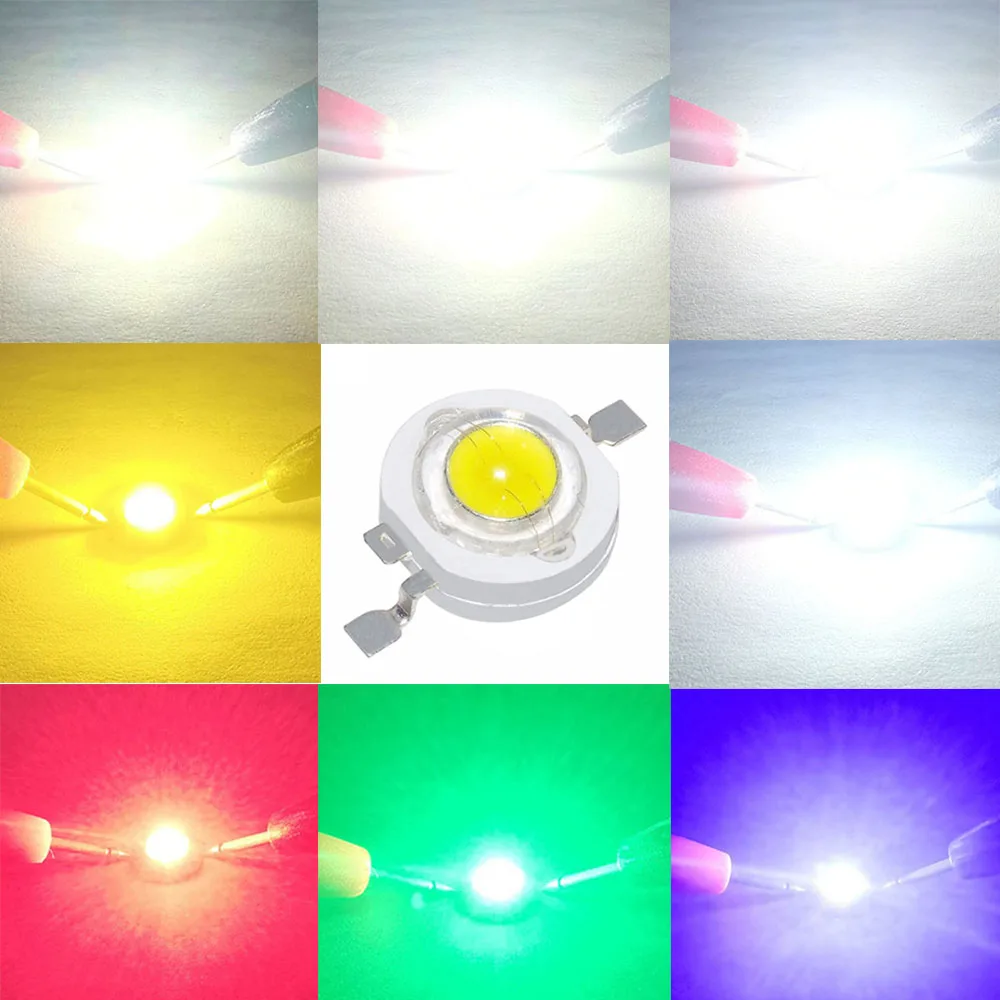 Imagem -04 - Potência Led Cob Grânulos para Lâmpada Led Alta Potência Acessórios de Bicicleta Lanternas Vermelho Branco Azul Rosa Diodos 1w 100 Pcs Alta