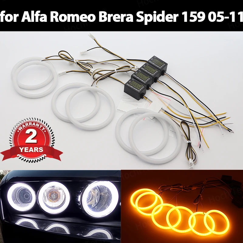 

Дневсветильник свет Switchback DRL Отличный двойной цвет для Alfa Romeo автомобиль Brera Spider 159 2005-2011 Хлопок светодиодный ангельские глазки комплект колец Halo