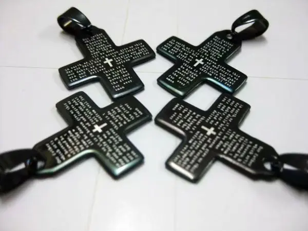 10 pcs Vintage Mens Black Color Stainless Steel Cross Rock Jewelry Pendant