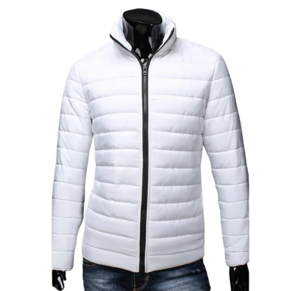 Trendy  Fashion Stand Collar Slim Puffer Coat Lightweight Male Windbreaker Thickened   Outerwear