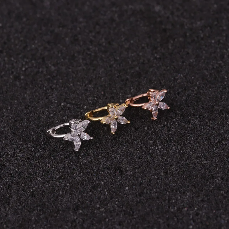 2020 New 1 Piece White Gold Sliver Color Tiny Cz Small Hoop Tragus Cartilage Earring Rook Daith Helix Ear Piercing Jewelry Gift