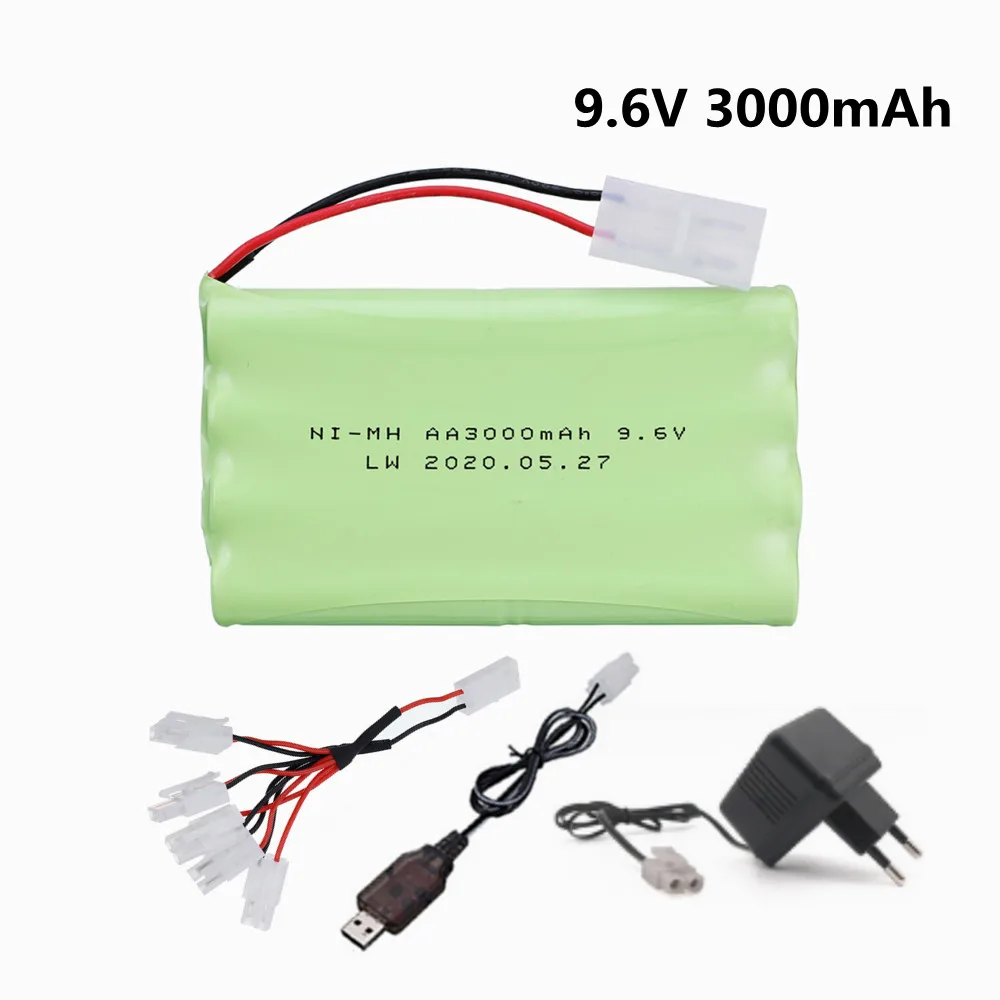 9.6v 3000mah nimh Battery + 9.6v Charger For Rc toys Car Tank Train Robot Boat Gun AA AA Ni-MH 9.6v 2400mah NiMH Battery Pack