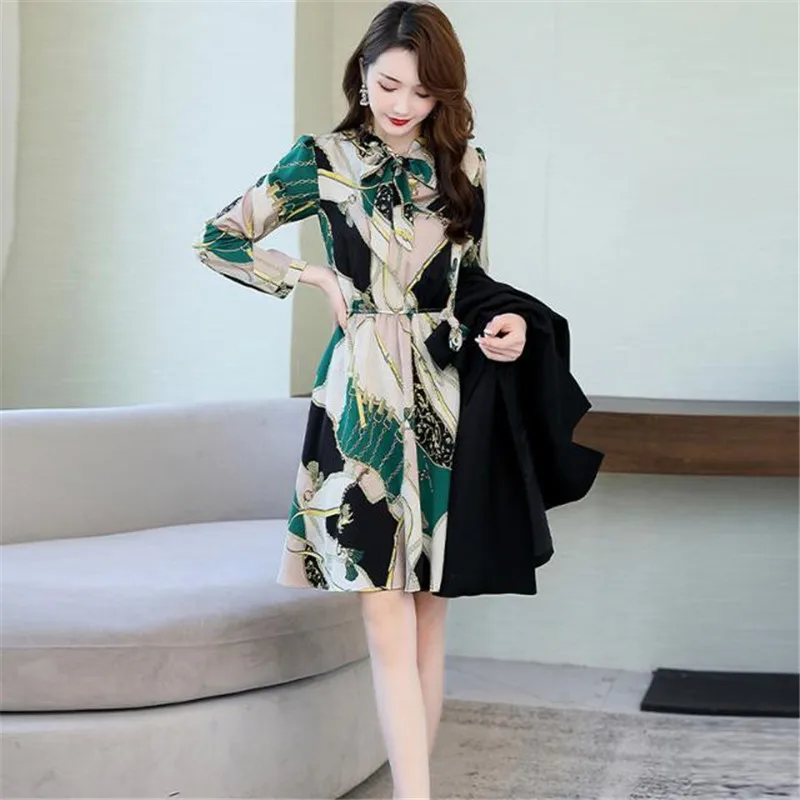 Spring Autumn Trench Coat Slim OL Ladies Trench Coat Women Dress Women Windbreakers Plus Size Two Pieces Women Sets Trench Coats