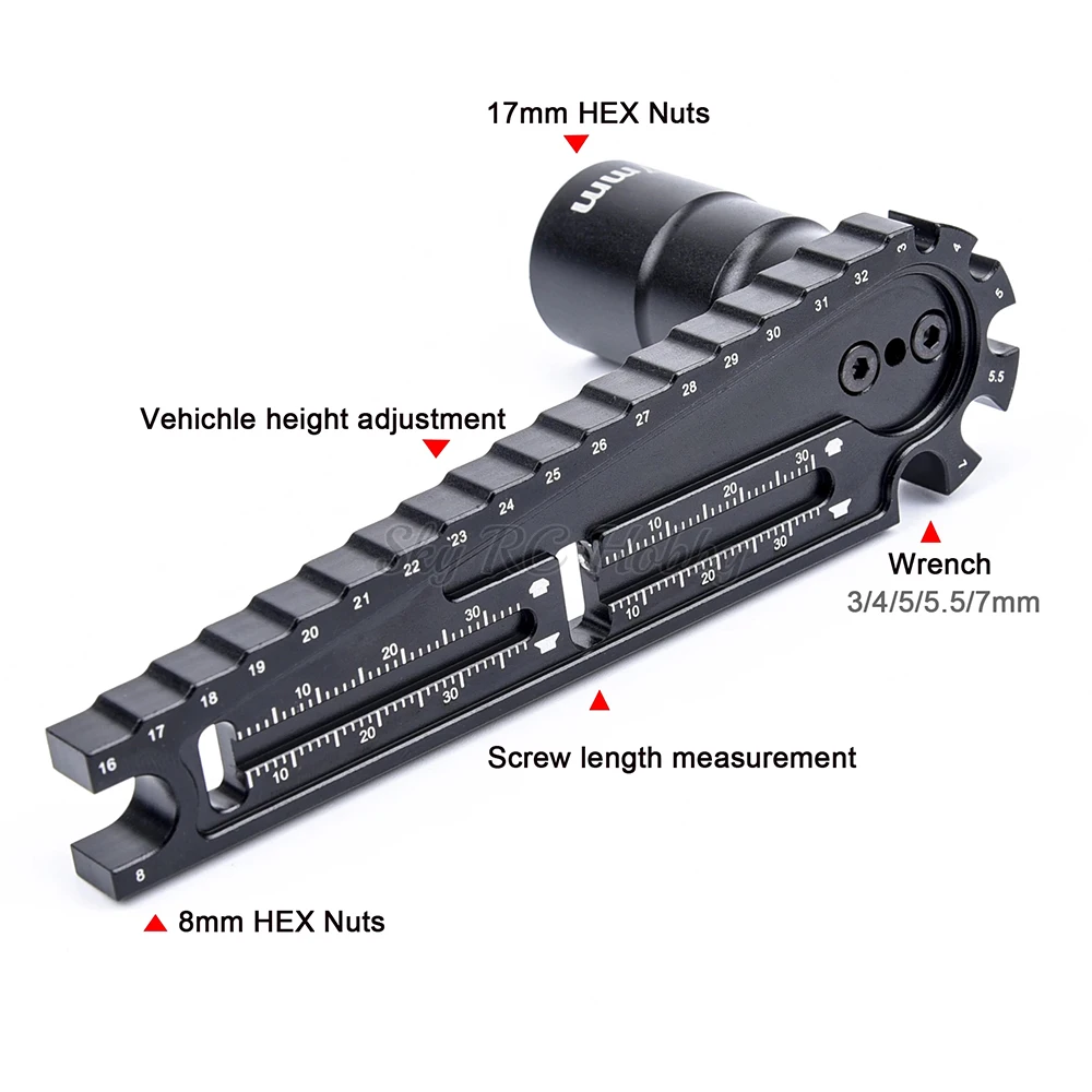 

Многофункциональный инструмент для установки шестигранных гаек на радиоуправлении автомобиля 17 мм 8 мм Регулировка высоты гаечный ключ для измерения длины винта