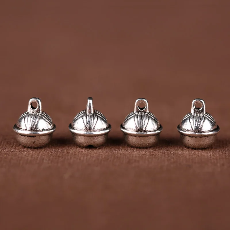10PCS/Lot Ethnic Tibetan Silver Small Bells Charms Hanging Christmas Ornaments Decorations Party DIY Bracelet Accessories