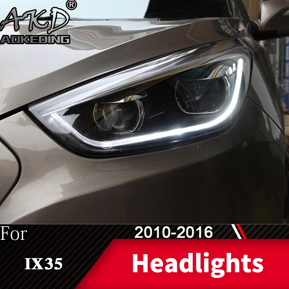 AKD Car Lamp For Hyundai IX35 2010-2016 Tucson Headlights DRL H7 LED Bi Xenon Bulb Assembly Upgrade Dynamic Signal Accessories